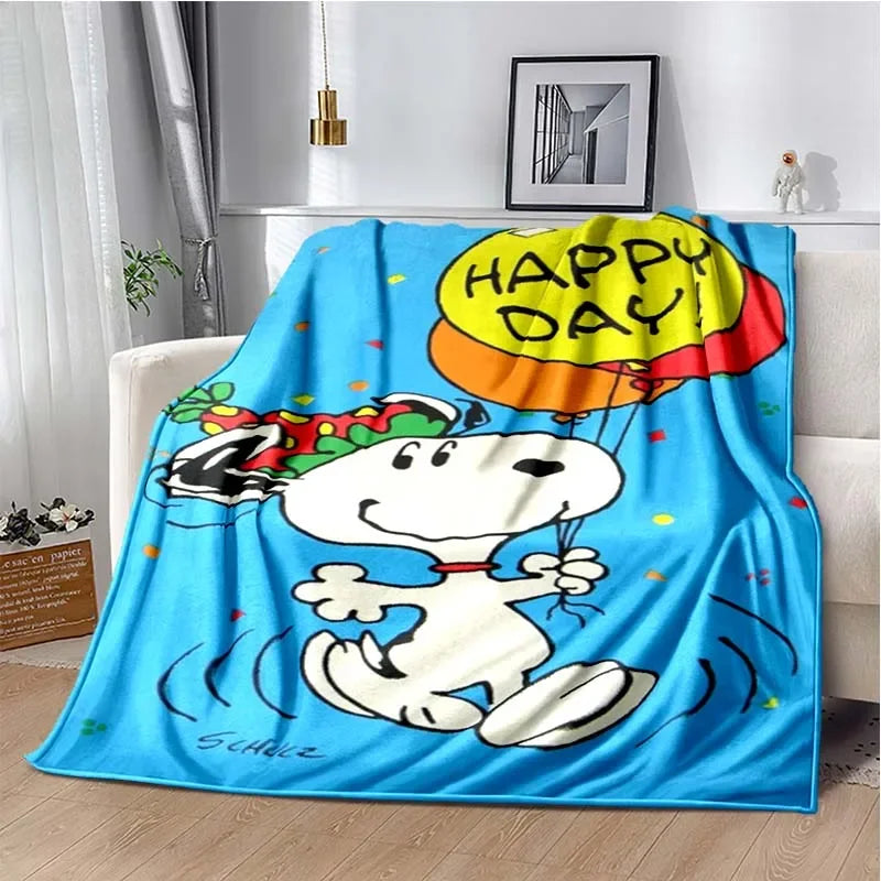 Cute S-Snoopy Cartoon 3D Printed Blanket Fashion Soft Cozy Living room Bedroom Sofa Bed Picnic Blanket Child Birthday Gift