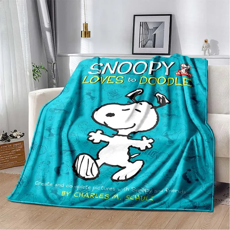 Cute S-Snoopy Cartoon 3D Printed Blanket Fashion Soft Cozy Living room Bedroom Sofa Bed Picnic Blanket Child Birthday Gift