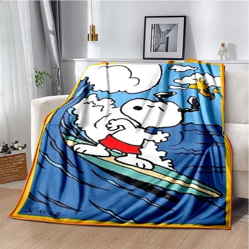 Cute S-Snoopy Cartoon 3D Printed Blanket Fashion Soft Cozy Living room Bedroom Sofa Bed Picnic Blanket Child Birthday Gift