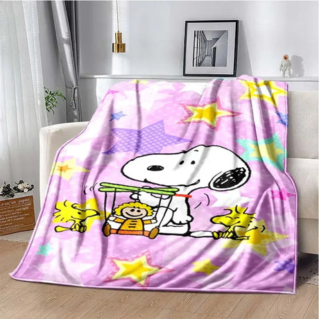 Cute S-Snoopy Cartoon 3D Printed Blanket Fashion Soft Cozy Living room Bedroom Sofa Bed Picnic Blanket Child Birthday Gift