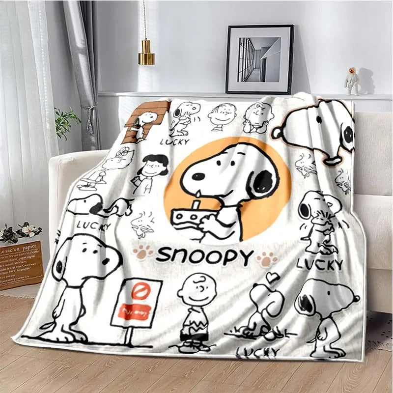 Cute S-Snoopy Cartoon 3D Printed Blanket Fashion Soft Cozy Living room Bedroom Sofa Bed Picnic Blanket Child Birthday Gift