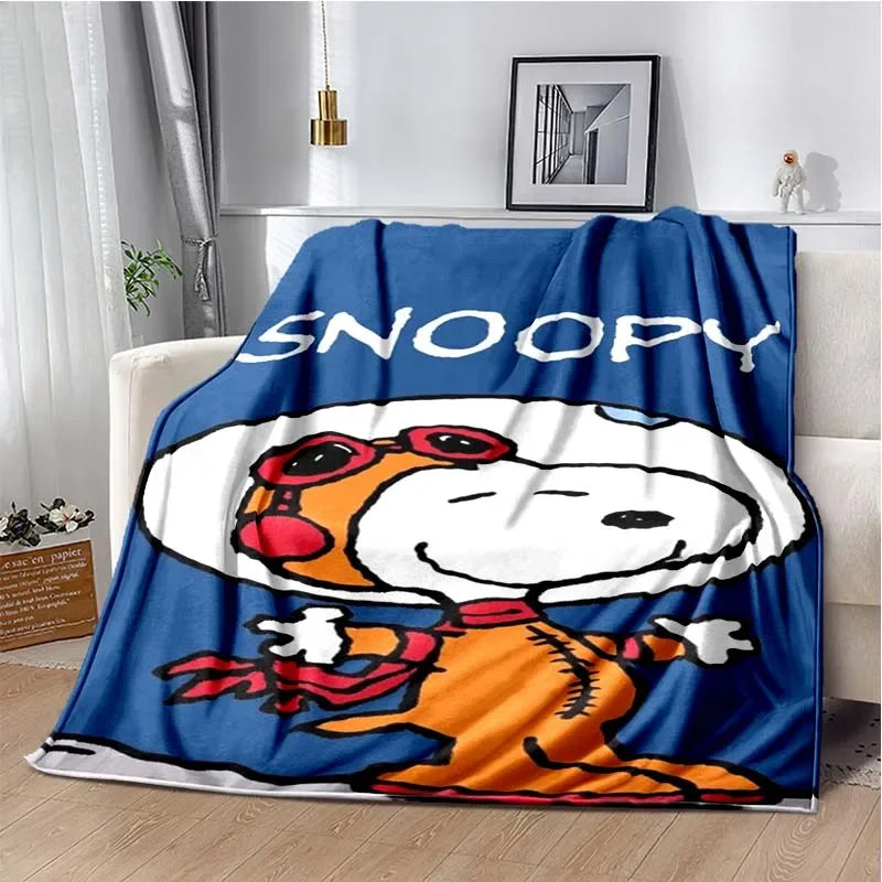 Cute S-Snoopy Cartoon 3D Printed Blanket Fashion Soft Cozy Living room Bedroom Sofa Bed Picnic Blanket Child Birthday Gift