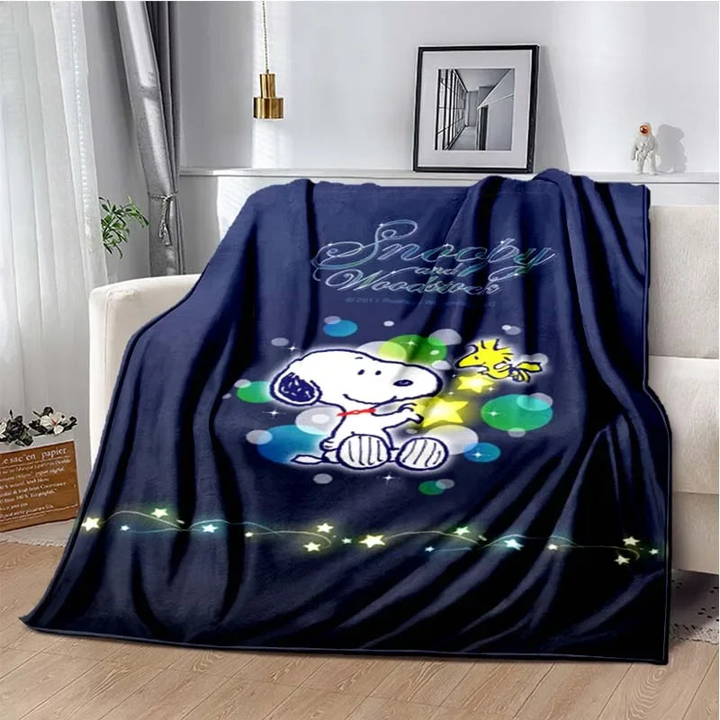 Cute S-Snoopy Cartoon 3D Printed Blanket Fashion Soft Cozy Living room Bedroom Sofa Bed Picnic Blanket Child Birthday Gift