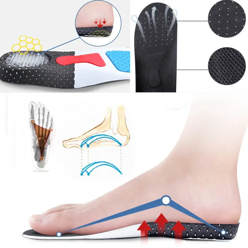 Cuttable Silicone Insoles for Shoe Men Women Orthotic Arch Support Sport Shoe Pad Soft Running Insert Cushion Memory Foam Insole