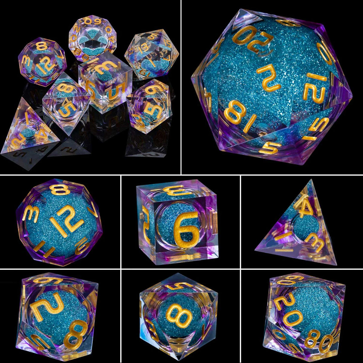 D&D Liquid Flow Core Dice & Liquid Activity Eye & Ring Sharp Edge D and D  Dungeon and Dragon Pathfinder Role Playing Games Dice