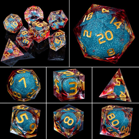 D&D Liquid Flow Core Dice & Liquid Activity Eye & Ring Sharp Edge D and D  Dungeon and Dragon Pathfinder Role Playing Games Dice