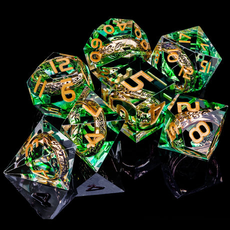 D&D Liquid Flow Core Dice & Liquid Activity Eye & Ring Sharp Edge D and D  Dungeon and Dragon Pathfinder Role Playing Games Dice