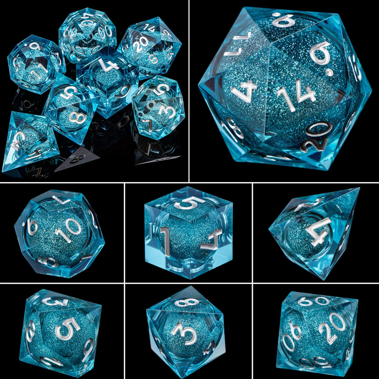 D&D Liquid Flow Core Dice & Liquid Activity Eye & Ring Sharp Edge D and D  Dungeon and Dragon Pathfinder Role Playing Games Dice