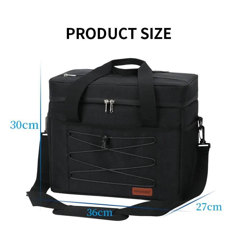 DENUONISS 40 Cans Large Capacity Cooler Bag In The Car Leakproof Keep Cold Refrigerator Bag Portable Beach Beer Bag