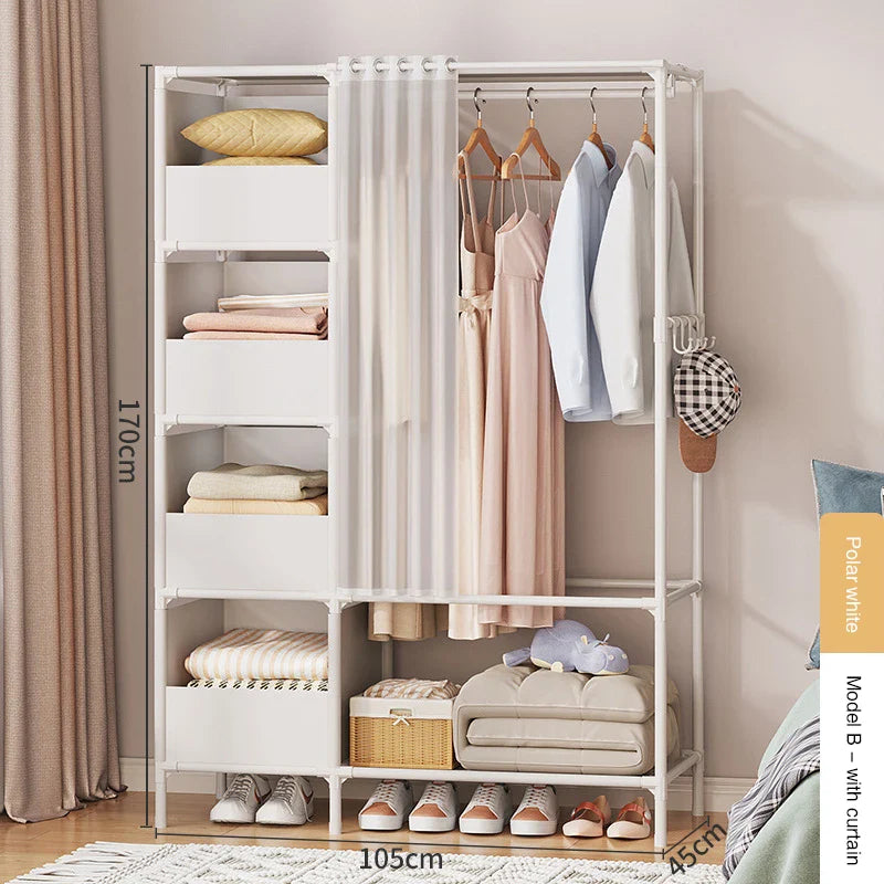 DIY Assembly Wardrobe Household Hanging Clothes Racks Bedroom Storage Wardrobe Simple Dormitories Room Clothes Storage Wardrobe