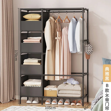 DIY Assembly Wardrobe Household Hanging Clothes Racks Bedroom Storage Wardrobe Simple Dormitories Room Clothes Storage Wardrobe