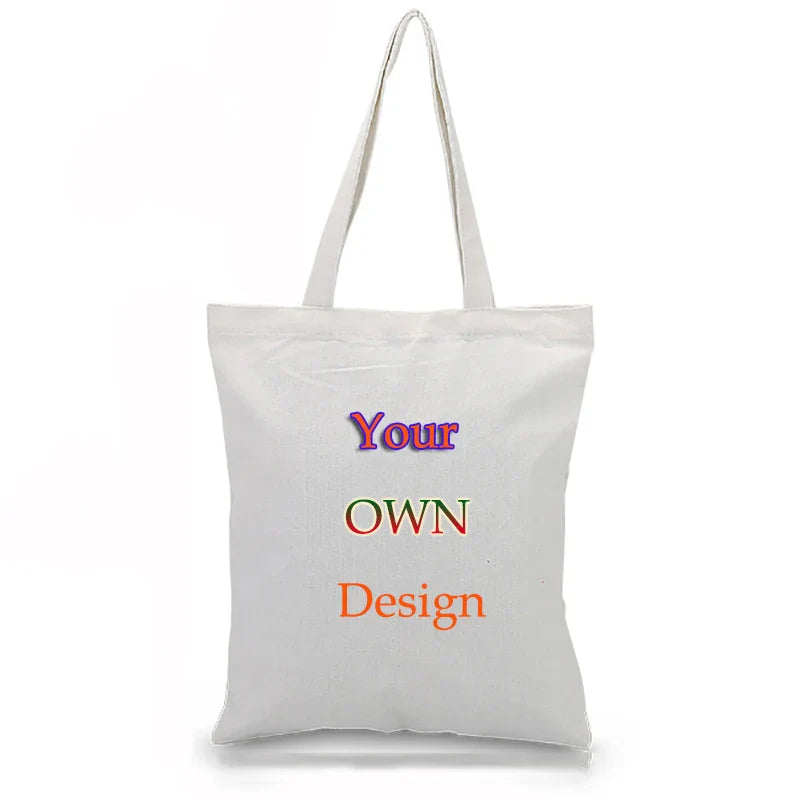 DIY Custom Canvas Bag Printed Logo Shopping Bag Leisure Fashion Women's Single Shoulder Bags Print Own Design Logo