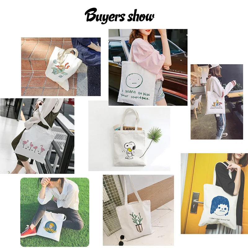 DIY Custom Canvas Bag Printed Logo Shopping Bag Leisure Fashion Women's Single Shoulder Bags Print Own Design Logo