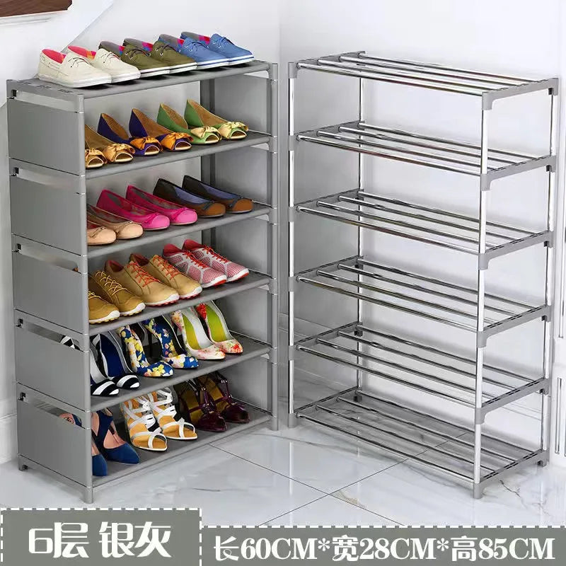 DIY Multilayer Shoes Rack Steel Tube Shoe Cabinet Hallway Entryway Storage Rack Space Saving Stand Holder Living Room Furniture