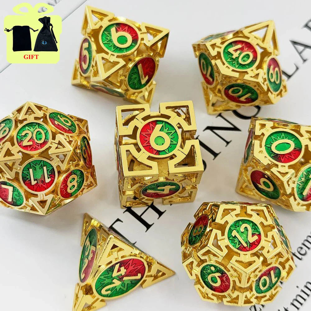 DND Dice Board Game Metal Polyhedral Dice for Dungeon and Dragons RPG Dice Set for D&D Role Playing Game D20 D12 D10 D8 D6 D4