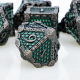 DND Metal Dice Set Dragon Scale D&D Dice Dungeon and Dragon Role Playing Games Black Green Polyhedral Dice RPG D and D Dice