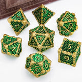 DND Metal Dice Set Dragon Scale D&D Dice Dungeon and Dragon Role Playing Games Black Green Polyhedral Dice RPG D and D Dice