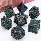 DND Metal Dice Set Dragon Scale D&D Dice Dungeon and Dragon Role Playing Games Black Green Polyhedral Dice RPG D and D Dice