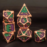 DND Metal Dice Set Green Blue Purple Dungeon and Dragon scale Dice D&D Polyhedral RPG D and D Role Playing Games Dice