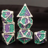 DND Metal Dice Set Green Blue Purple Dungeon and Dragon scale Dice D&D Polyhedral RPG D and D Role Playing Games Dice