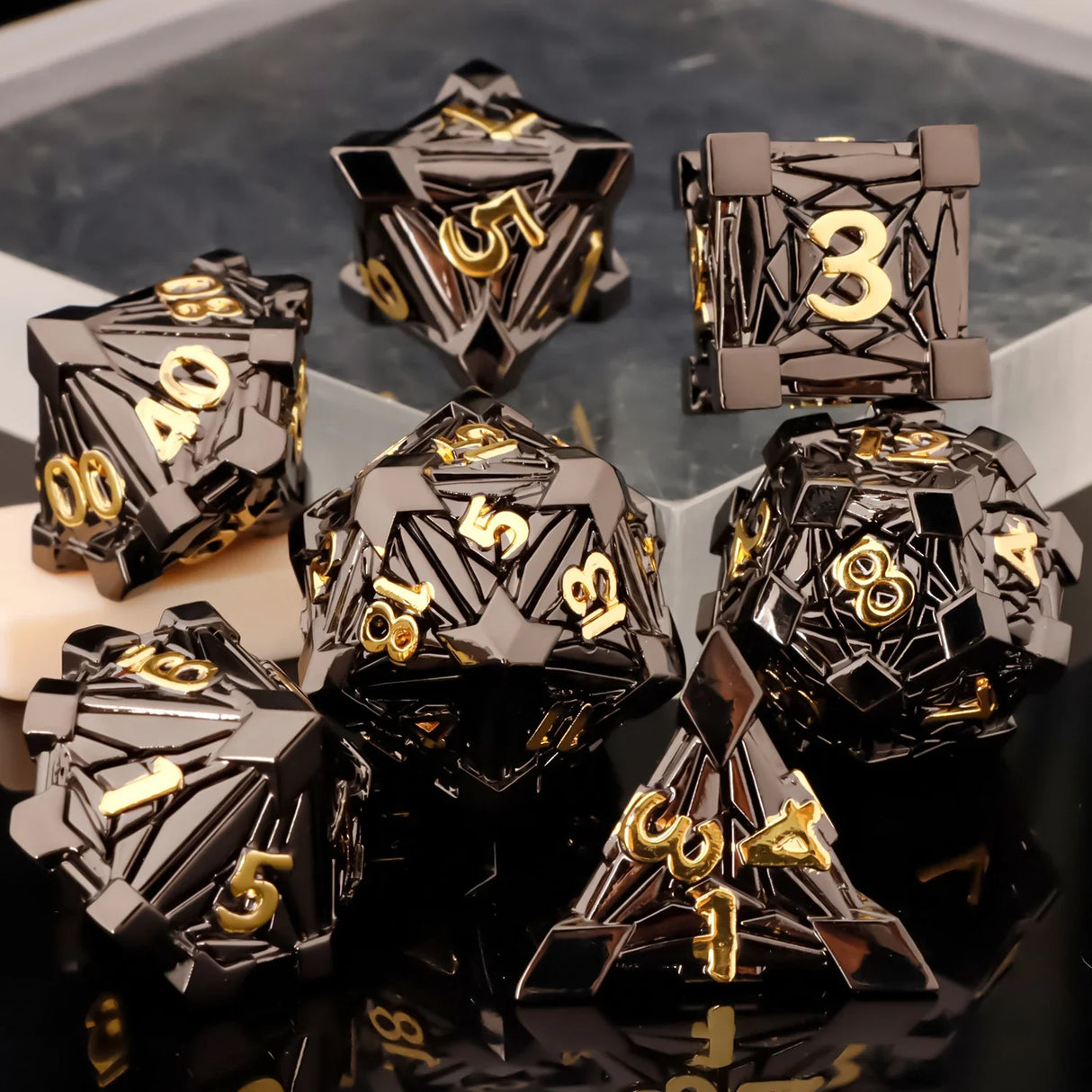 DND Metal Polyhedral Dice Set SetDungeon and Dragon Suitable for Smooth Rolling in RPG and Table Game