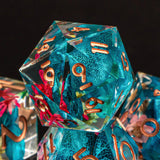 DND Sharp Edge Dice Set, 7 Piece Resin Dice Set, Polyhedral Dice Set Dungeons and Dragons Dice, Flower D&D Dice Set