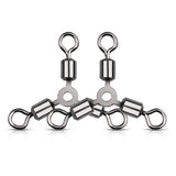 DNDYUJU 30/50pcs 3 Way Fishing Connector Ball Bearing Rolling Swivels O-Shape Three Way Rolling Swivels Fishing Tackle Fishhooks