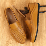 DUDELI Italian Summer Hollow Shoes Men Casual Luxury Brand Genuine Leather Loafers Men Breathable Boat Shoes Slip On Moccasins