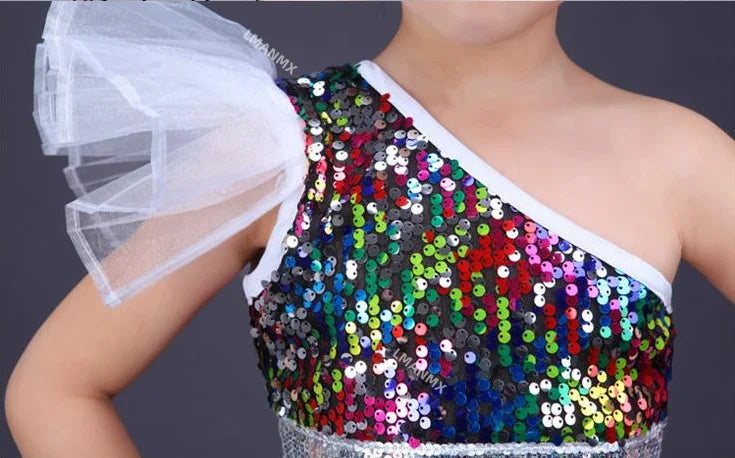 Dance Wear Girls Jazz Dance Street Dance Performance Costumes Children's Modern model Catwalk Sequin Costumes Skirts