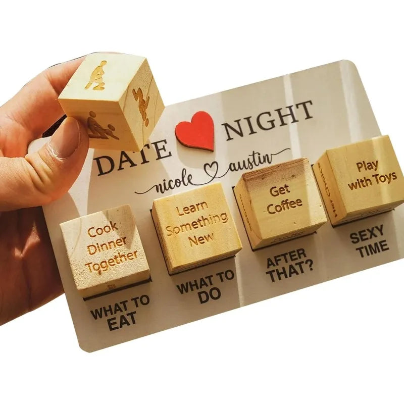 Date Night Dice After Dark Edition Date Night Wooden Dice Game For Couples Wood Reusable Couple Anniversary Date Dice