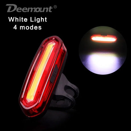 Deemount Rechargeable COB LED USB Mountain Bike Tail Light Taillight MTB Safety Warning Bicycle Rear Light Bicycle Lamp