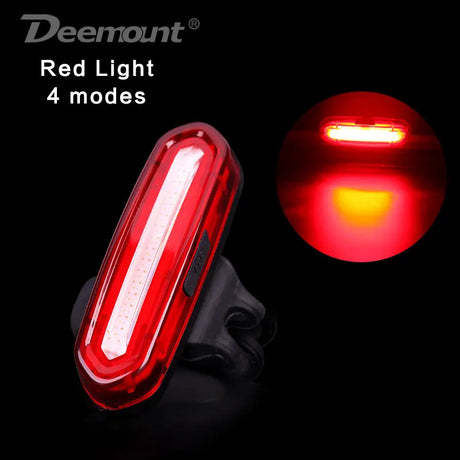 Deemount Rechargeable COB LED USB Mountain Bike Tail Light Taillight MTB Safety Warning Bicycle Rear Light Bicycle Lamp