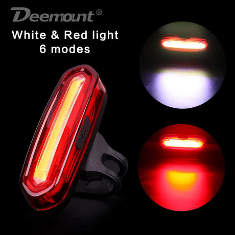 Deemount Rechargeable COB LED USB Mountain Bike Tail Light Taillight MTB Safety Warning Bicycle Rear Light Bicycle Lamp