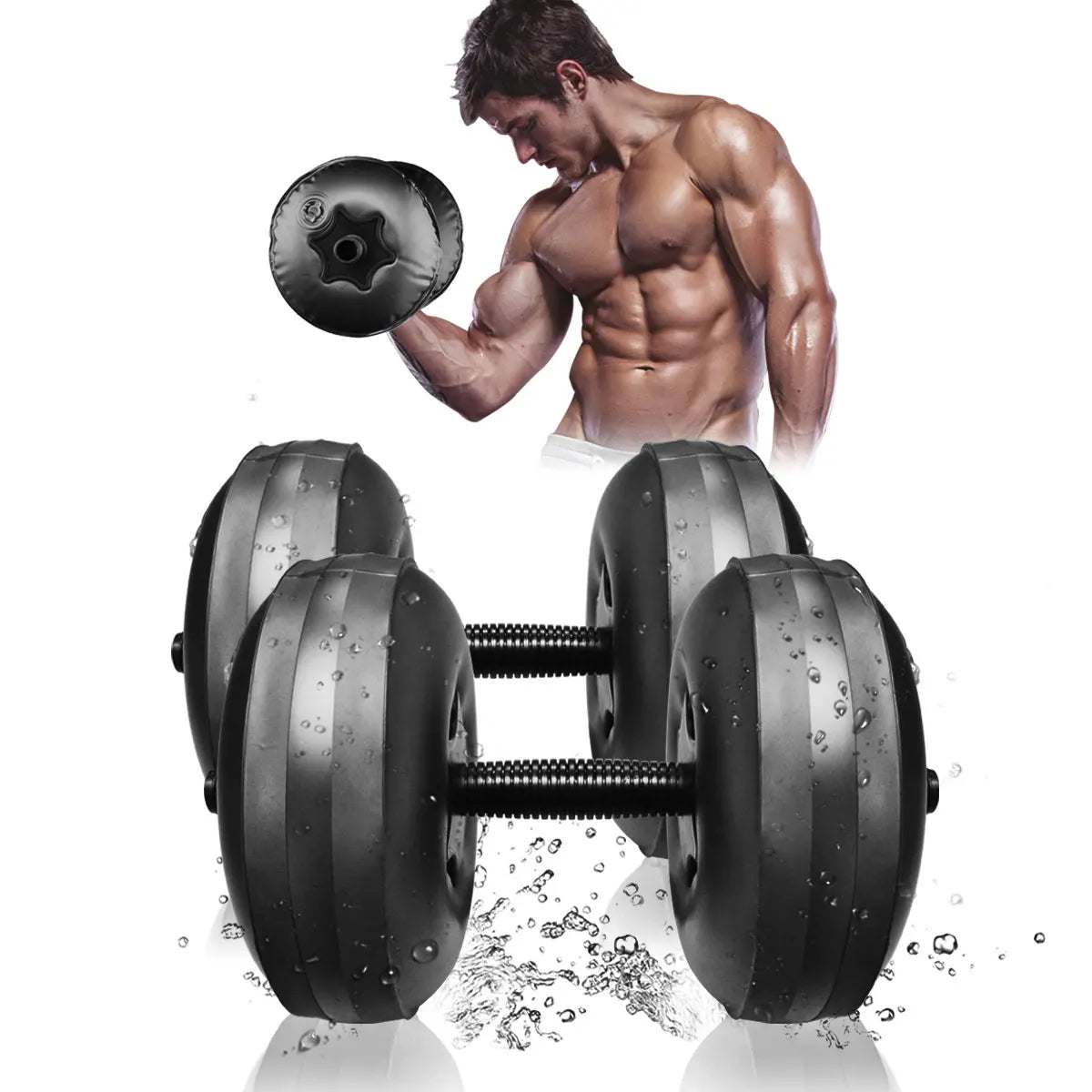 Deiris 1-35 KG Water Filled Travel Dumbbell Sets Home Gym Training Portable Fitness Adjustable Weights Water Dumbbells