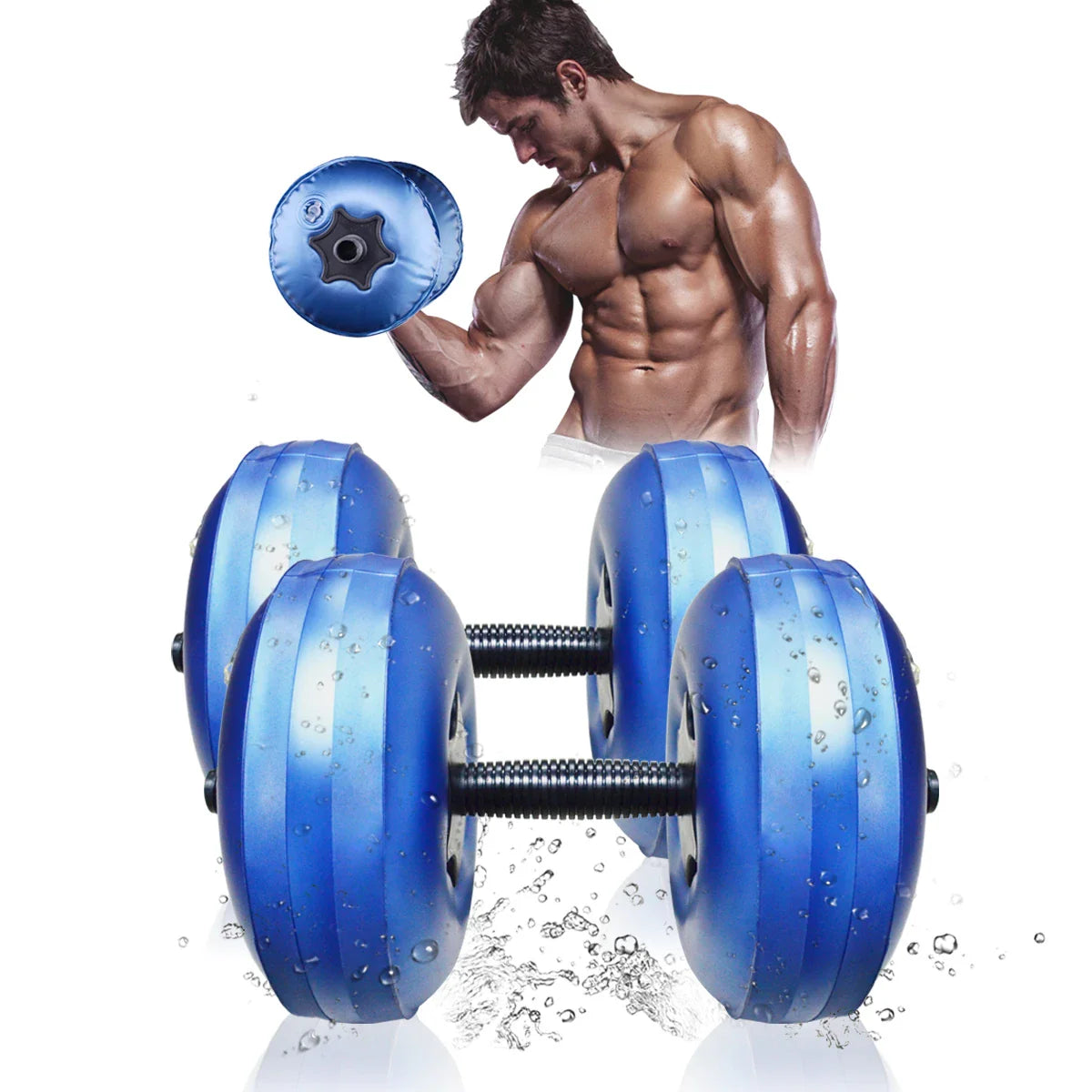 Deiris 1-35 KG Water Filled Travel Dumbbell Sets Home Gym Training Portable Fitness Adjustable Weights Water Dumbbells