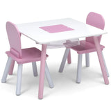 Delta Children 4-Piece Toddler Playroom Set, Pink/White school desk and chair  kid table and chair