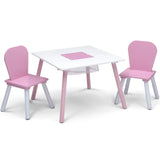 Delta Children 4-Piece Toddler Playroom Set, Pink/White school desk and chair  kid table and chair