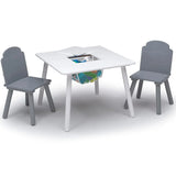 Delta Children Finn Table and Chair Set with Storage, White/Grey kids table and chair set