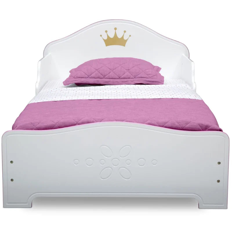 Delta Children Princess Crown Wood Toddler Bed, Greenguard Gold Certified, White/Pink wooden bed  kid bed