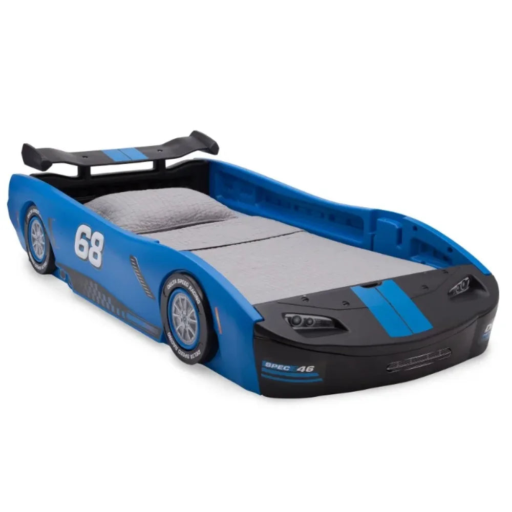 Delta Children Turbo Race Car Twin Bed, Blue toddler bed children's bed  kids bed  kids furniture