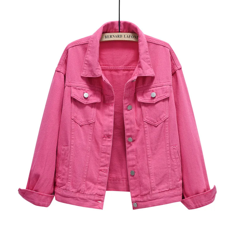 Denim Jacket Women Jeans 2024 Jean Boyfriend Jackets for Women Oversize Coat Veste Femme Purple White Yellow Mujer Red Pink Blue