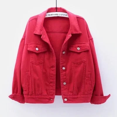 Denim Jacket Women Jeans 2024 Jean Boyfriend Jackets for Women Oversize Coat Veste Femme Purple White Yellow Mujer Red Pink Blue