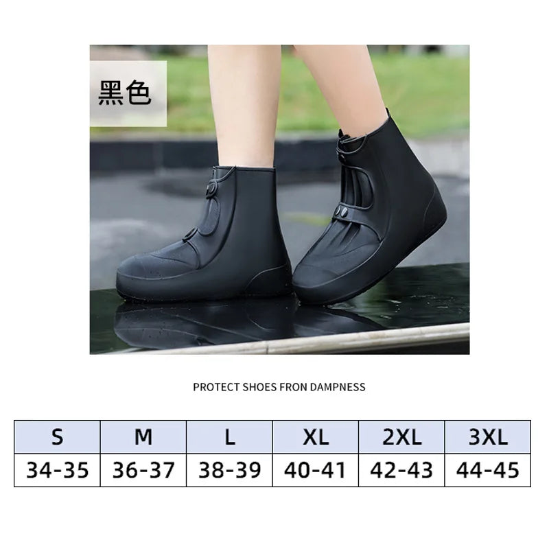 Designer Two Tone Shoe Covers Waterproof Overshoes Washable Anti Skid Shoe Covers With Button White Durable Shoe Covers Galoshes