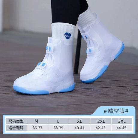 Designer Two Tone Shoe Covers Waterproof Overshoes Washable Anti Skid Shoe Covers With Button White Durable Shoe Covers Galoshes