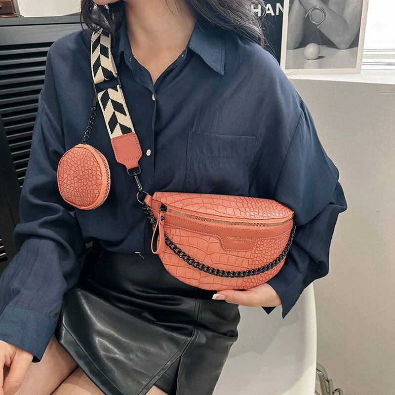 Designer Woman Waist Bag Quality Leather Fanny Pack Coin Purse Fashion Brand Ladies Belt Bag Luxury Shoulder Crossbody Chest Bag