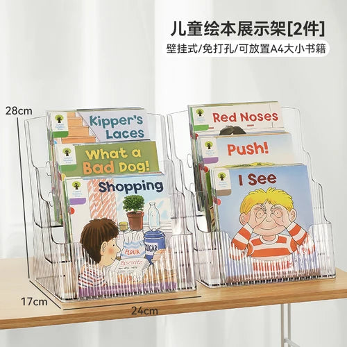 Desktop Bookshelf Kids Picture Book Storage Accessories Small Magazine Rack Acrylic Transparent Tree Estante Home Furniture WKBS