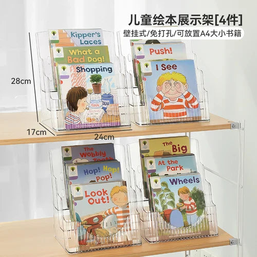 Desktop Bookshelf Kids Picture Book Storage Accessories Small Magazine Rack Acrylic Transparent Tree Estante Home Furniture WKBS