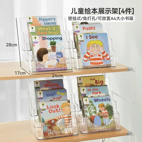 Desktop Bookshelf Kids Picture Book Storage Accessories Small Magazine Rack Acrylic Transparent Tree Estante Home Furniture WKBS