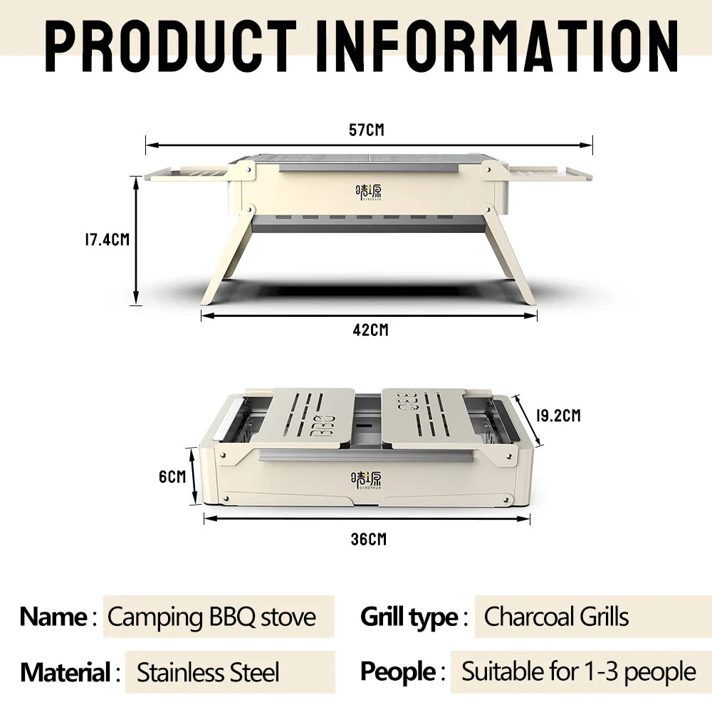 Detachable Camping Grill Portable Mini Stove Folding Barbecue Cookstove Durable Foldable BBQ Grill Rack Outdoor Cookware