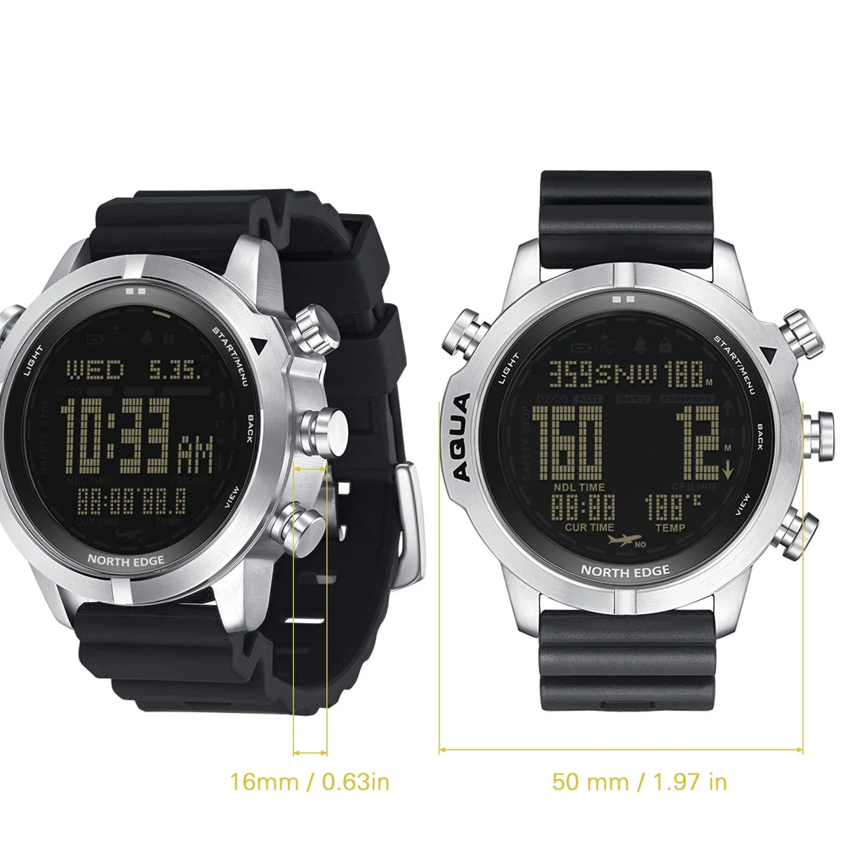 Digital Dive Watch for Men Dive Computer Watch Scuba Diving Watches Men's Wrist Watches with Compass Altimeter Barometer